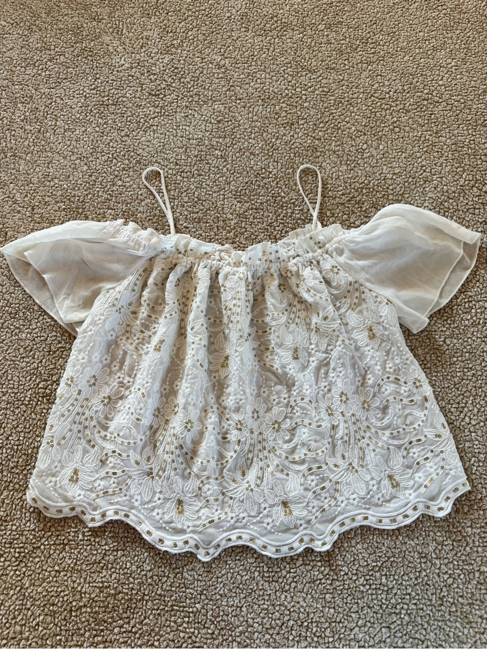 Morgan Claire Lace Cold Shoulder Top White L